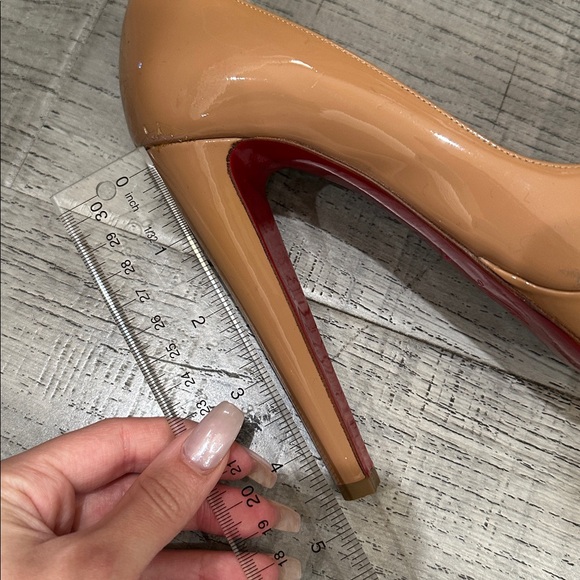 Christian Louboutin Nude Peep-Toe Heels - Picture 9 of 10